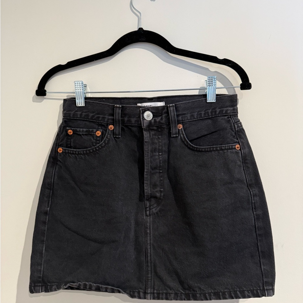 Redone denim mini skirt